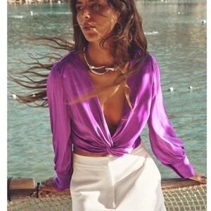 Zara Vivid Purple Twist Blouse